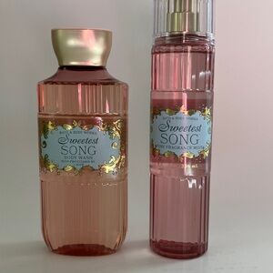 Bath & Body Works SWEETEST SONG  2 Piece Body Wash Fine Fragrance Mist Set